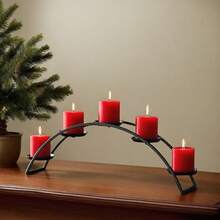 5-Arm Curved Candle Holder - Elegant Curved Design, Sturdy Iron Construction With Black Finish, Suitable For Christmas, Halloween, Restaurants, Living Rooms, And Various Events - Black - View 6