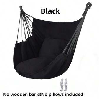 1pc Casual Hanging Chair, Solid Black Color Outdoor Travel Version, Easy To Store, No Pillow Included