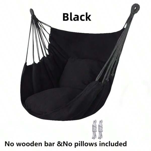 1pc Casual Hanging Chair, Solid Black Color Outdoor Travel Version, Easy To Store, No Pillow Included