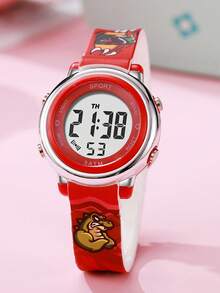 1块可爱卡通图案电子手表，休闲百搭时尚，适合青少年和学生，是年末促销活动的理想之选。 - 彩色 - 查看 3