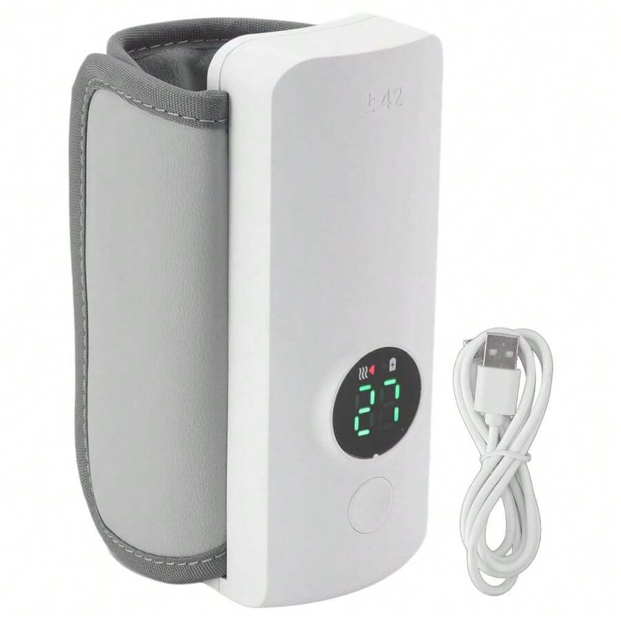 便携式暖奶器，2000mAh USB充电婴儿暖奶器，7.4V 2A 18W 保温，便携式婴儿哺乳工具，温控袋，适合新生儿喂养，春夏精选，伴娘礼物，房间装饰，卧室装饰，海滩，旅行，男士适用，女士适用，度假 - 白色 - 查看 1