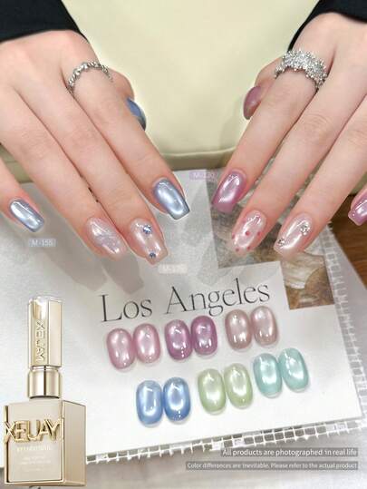 XEIJAYI 6支15毫升半透明猫眼美甲凝胶，可卸除UV/LED美甲沙龙DIY凝胶