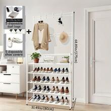 Bedroom - Ideal For Small Spaces, Metal, Multi-Functional Storage Solution For Clothes And Shoes, Shoe Organizer Rack, Shoe Rack Organizer, Entryway Shoe Rack, Shoe Storage Organizer, Display Rack, Shoe Rack, Shoe Storage Rack, Shoe Rack Organizer, Tall Shoe Rack, Narrow Shoe Rack, Space-Saving Shoe Rack, Shoe Storage Organizer, Shoe Rack Organizer, Slim Shoe Rack, Vertical Shoe Rack, Shoe Display, Corner Shoe Rack, Narrow Shoe Rack, Shoe Rack - Multicolor - View 15