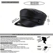Classic Versatile Simple Solid Color PU Leather Beret Hat - Burgundy - Xem 4