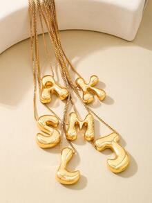 1pc Simple Versatile Leopard Print Letter Pendant Necklace, Metal 26 English Alphabet Necklace For Women, Suitable For Daily Wear, Commuting, Party, Elegant Gift, Street Style