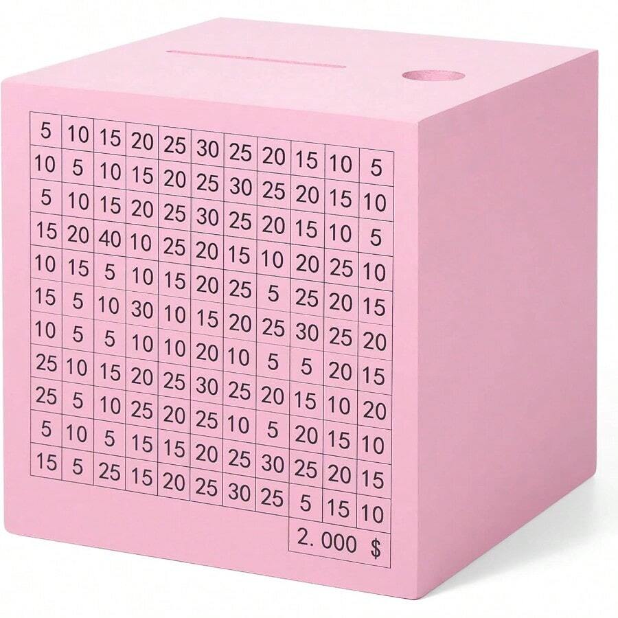 S Chenge Box With 2000 Dollar Goals Wooden Cash Money  Box Piggy Bank For And Adults Pink - 45 inch - Xem 1