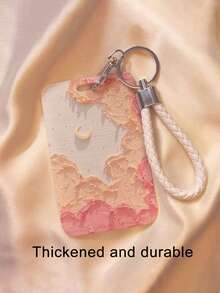 Floral Oil Painting Card Holder With Keychain - Flower Moon Oil Painting Design, Fashionable Protection For Your School And Office Cards, With Sliding Cover And Card Lanyard, Durable Plastic Protective Case Suitable For Student ID, Meal Card, Public Transportation And Metro Access Card, Hard Card Holder, Work ID Protector - Multicolor - View 16