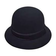 Women's Winter Fisherman Hat  Band Decor Hiking Warm Bucket Hat Basin Caps Elegant Cloche Hat - Black - View 6