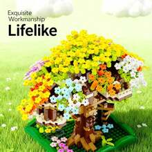 Cherry Blossom Tree House Building Blocks Set, Large Scenery Architecture Model, DIY Assembly Desktop Decor Ornament, Premium Collectible Gift For Building Enthusiasts - Multicolor - View 3