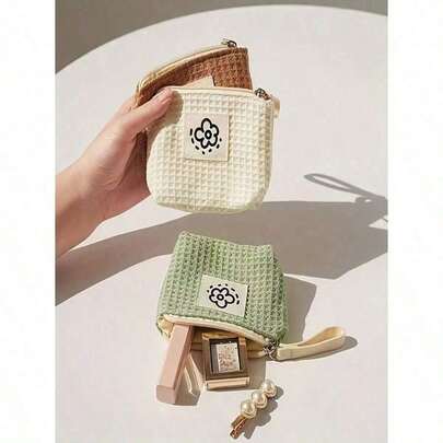 Cartoon Design Mini Cute Wallet, Suitable For Beach, Bathroom & Bedroom Storage, Can Store Lipstick/Cosmetics, Earphones And Cable Organizer, Large Capacity