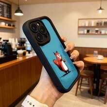 Cubierta de teléfono con borde negro y diseño de ardilla divertida en azul para uso diario en cafeterías Aplicable a los teléfonos de la serie Apple y Galaxy - Café integral - Ver 6