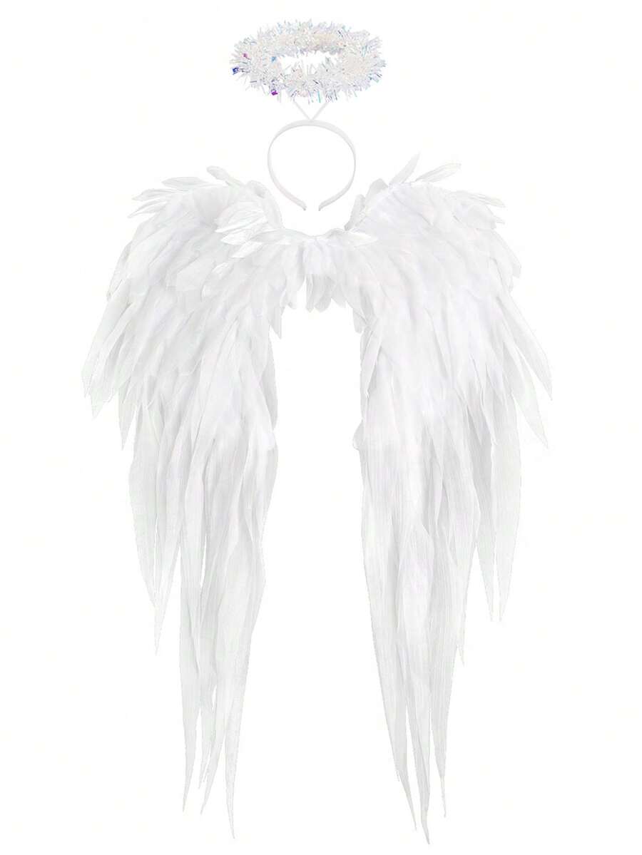 Angel Foam Wings Photo Booth Props, Huge Costumes Holiday Wings Christmas Carnival Party - White - View 1