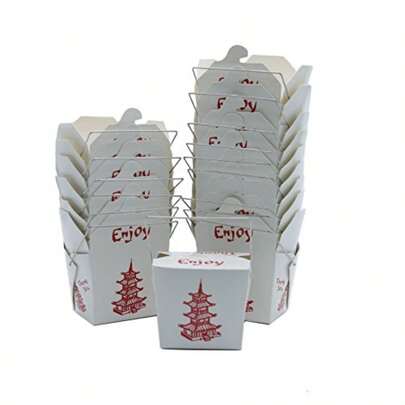 50 Pack Chinese Take Out Box 8OZ Bio Noodle Take Out Food Container: Perfect For Takeout Restaurants White Disposable And  50