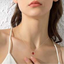 Elegant CZ January Birthstone Necklace For Women, Round Cut 1CT 12 Month Sparkling Rhinestone, Metal Copper Statement Necklace Jewelry Accessories For Daily Wear Birthday Valentine Gift For Mom Wife Girlfriend - January: Red - 查看 6