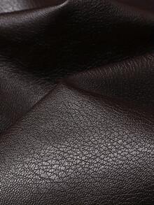 男士夹克，春秋季摩托车夹克，宽松拉链PU皮夹克 - 咖啡棕 - 查看 6