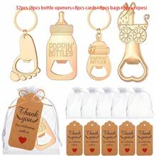 Charming Footprint Keychain Bottle Openers - 24 Pcs In Elegant Blue Gift Box - Multicolor - View 10