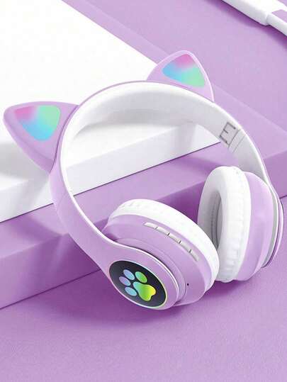 AKKHOO 卡通車耳朵裝飾高保真有線可折疊長款電池生活頭戴式耳機