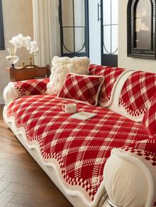 1件加厚绒面沙发套，提花秋冬沙发垫，保暖柔软，宠物友好，防污防刮，四季皆宜，适用于客厅、卧室、户外，适合1/2/3/4人沙发