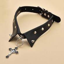 Dark Punk Style Bunny Necklace Fake Collar Adjustable Cross Collar Choker Exaggerated European And American Fashion Necklace Sweet And Cool Valentine's Day Jewelry - 黑色 - 查看 9