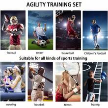 Speed Agility Training Set, Includes 1 Agility Ladder, 4 Steel Stakes, 1 Sports Headband, 1 Jump Rope, 10 Disc Cones And Gym Carry Bag - Speed Training Equipment Soccer Basketball