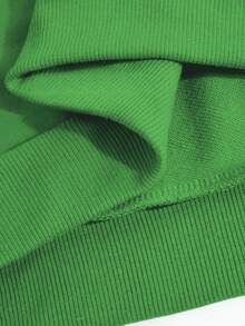 Women's Green Drop Shoulder Loose Fit Crew Neck Sweatshirt, Pullover Top, Suitable For Spring & Autumn - Light Green - View 2