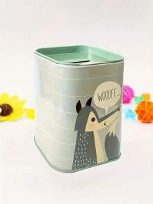 浪漫森林动物主题铁艺小猪存钱罐兼笔筒 - 大容量金属小猪存钱罐，饰有浪漫的狼、熊和鹿图案，多功能笔筒，是居家或办公收纳的理想之选。家居收纳/浪漫设计/经久耐用，小猪存钱罐，情人节、斋月最佳礼物 - 彩色 - 查看 10