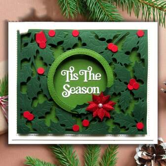 Christmas Holly Floating Frame Metal Cutting Die - DIY Scrapbooking & Card Making Embossing Template, Craft Decoration Tool