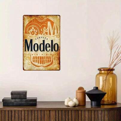 1 pieza Letrero de metal con calavera de cerveza vintage, decoración de pared de metal con patrón artístico, 20 x 30 cm, decoración personalizada y humorística adecuada para la cueva de hombres, bar, garaje, sala de juegos, regalo creativo de cumpleaños y festividades