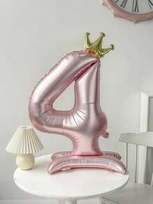 可爱生日装饰 42 英寸粉色数字气球 0-9 带皇冠 大号数字气球 装饰用品 铝箔大号数字气球 适用于生日、婚礼周年纪念派对、求婚和其他节日 - 彩色 - 查看 9