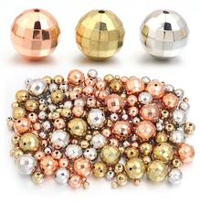 20-200pcs/Pack CCB Round Faceted Disco Ball Beads, Multi-Size, Fashion Classic Casual Gold & Silver Jewelry Making DIY Beads, Spacer Beads For Bracelets, Necklaces, Crafts, Decorations, Pendants, Wholesale Beads - Faceted Round Beads - View 4
