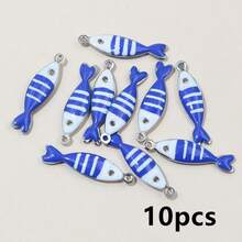 10-20个 18x5mm 不锈钢鱼形珐琅吊坠 不锈钢DIY首饰制作配件