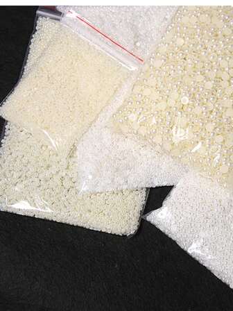 3D半仿珍珠美甲钻 - 2毫米 3毫米 4毫米 平底水钻，高光泽（200/500/800颗）