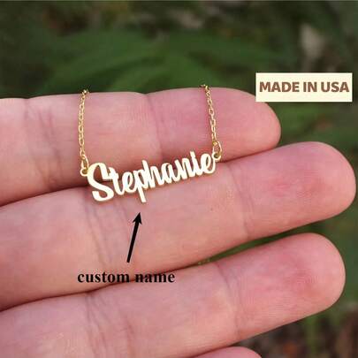 Customized Elegant "Stephanie" Name Necklace - Stylish Gold-Color Stainless Steel Pendant With Dainty Chain - Versatile Fashion Jewelry For Women, Casual Outfit, Suitable For Valentine's Day, Mother's Day Gift,Dawg,Engraved, Stainless,Vintage,Casual,Unisex,Hipster,Old Money,Stylish,Custom,Personalized,Unique,Customized,Ideal Gifts For Him,Ideal Gifts For Her,Boyfriend,Girlfriend,Family,Friends,Grandparents,Children,Her,For Anniversaries,For Birthdays,For Weddings,For Graduation,For Housewarming,School Supplies,Back To School,For Office,For School,For Classroom,For Teacher Gifts,For University,For Colleague,For Dorm Rooms,For Teacher,For Boys And Girls,For Teenagers,Junior High School Students,Middle School Students,High School Senior High School Students,College Students,University Student