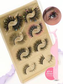 8 Pairs Oversized Eyelashes, Easy To Apply, Soft & Comfortable, Enlarging Eyes - Black - View 15