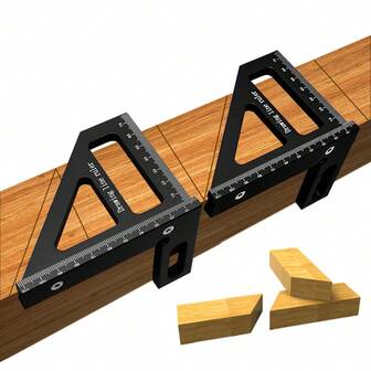 Regla triangular de 45/90 grados de alta precisión de aluminio, herramienta de carpintería para medición y trazado de ángulos en 3D