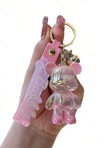 1pc Creative Colorful Standing Bear Keychain Pendant, Cute Gradient Color Animal Figurine Keychain Decor, Suitable Gift For Classmates, Friends, Family, Valentine's Day, Birthday, Party Outfit Accessories School Car Accessories Goth Y2k - 彩色 - 查看 2