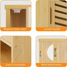 Flowow Mueble de Baño con Puerta de Bambú - Organizador de 60 cm para Espacios Reducidos - Armario de Pared con Estante Ajustable - Blanco para Baño y Cocina - Natürlich - Übersicht 7