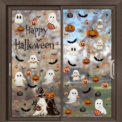 137 Pcs Halloween Window Clings, 20X30cm Reusable Window Stickers And Decorations With Ghost, Pumpkin, Bat, Halloween Party Home Glass Decor