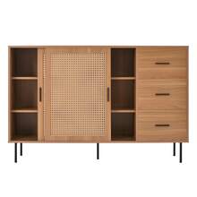Credenza In Legno Stile Shabby Chic, Quattro Cassetti E Quattro Ante Colore Rosa Anticato