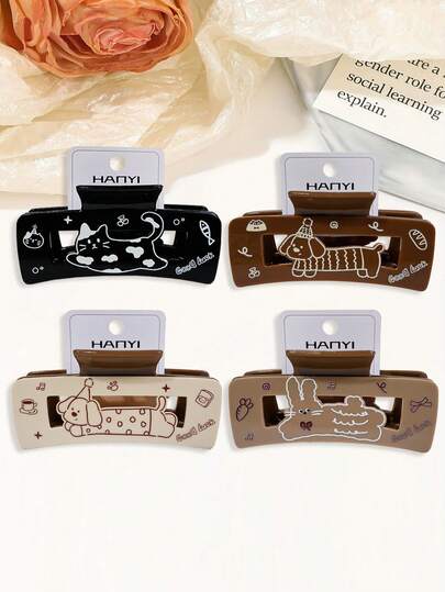 1 pezzo Elegante fermaglio per capelli a forma di artiglio di cartone animato, design carino con gatto e fiocco, fermaglio per capelli alla moda, fermaglio per chignon, regalo