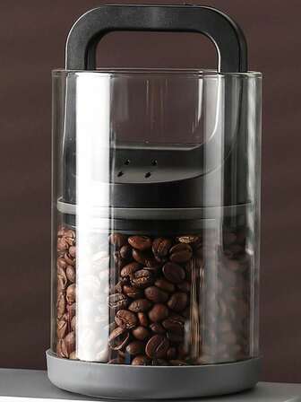 1pc Vacuum Sealed Coffee Canister, Coffee Bean/Powder Storage Container, Glass Airtight Jar For Coffee, Nuts, Snacks, Vacuum Preservation, Transparent Container