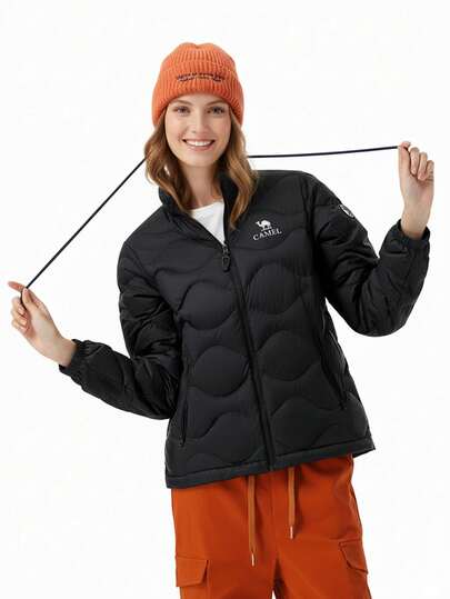 CAMEL CROWN Women's Outdoor Down Jacket, Autumn/Winter Triple Protection Hooded Thickened Couple Short Down Jacket, Multi-Functional Down Jacket