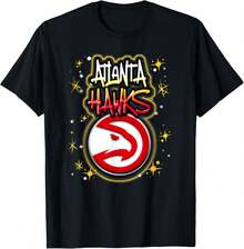 Atlanta Hawks Airbrush Logo T-Shirt - 黑色 - 查看 1