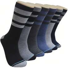 6 Pairs Men's Dress Crew Socks Cotton Comfortable Casual Soft Socks Size 10-13 - PHONG CÁCH DẢI CHÂN - Xem 1
