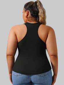 Women's Plus-Size Spring Summer Fall Vest 2-In-1 Vest Comes With Coaster I-Back Rib Casual Sports Base Yoga Vest - 黑色 - 查看 3