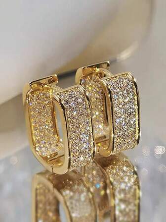 2 piezas Pendientes de lujo con circonita cúbica, joyería para bodas y fiestas de mujeres, adecuado para regalos de vacaciones