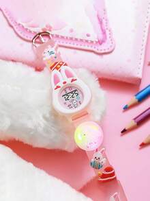 1pc/Set Creative Casual Cartoon Cute Rabbit Dial Silicone Watch, Ideal Birthday Gift - Multicolor - View 5