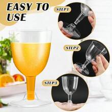 D48 PCS Disposable Plastic Wine GlassesClear Stackable Plastic Goblets Hard Party Wine Cups With Stem For Weddings Birthday Parties Picnics 5 Oz - 清除 - 查看 3