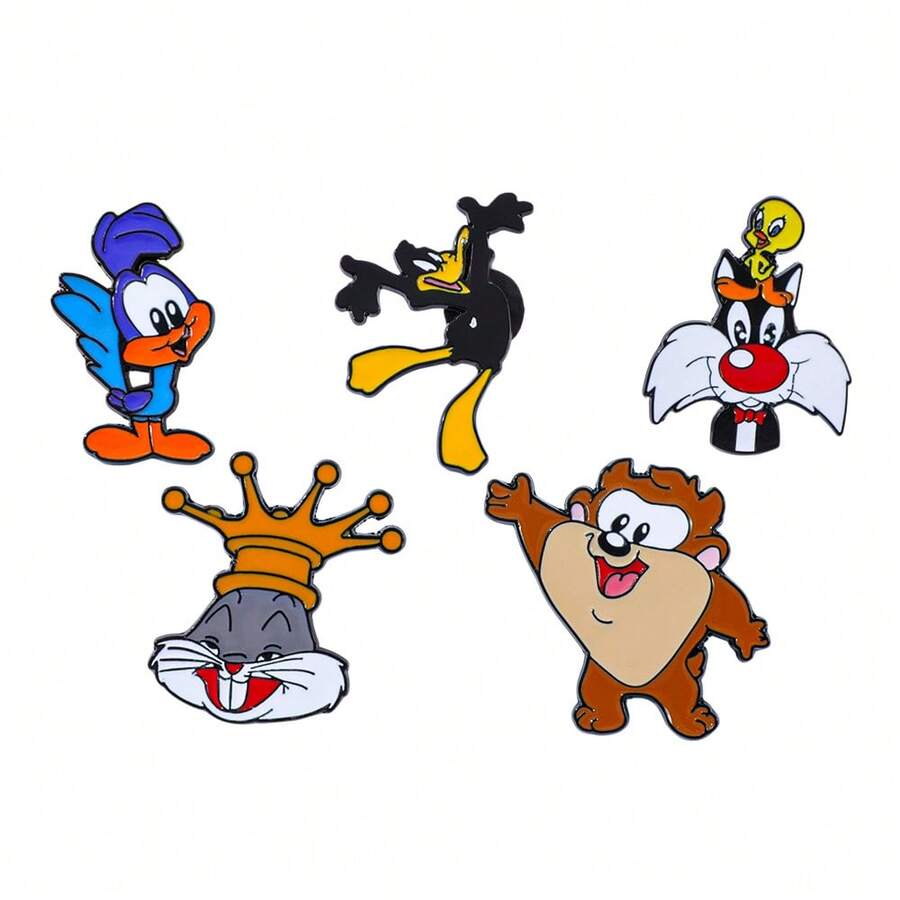 Warner Bros 1/5 Pcs Creative Cartoon Brooch Set Cute King Rabbit Bird Shaped Enamel Pin Backpack Clothing Jewelry Metal Badge Accessories A Gift For Friends