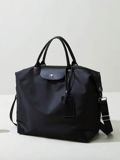 休闲百搭通勤大容量手提包，纯色